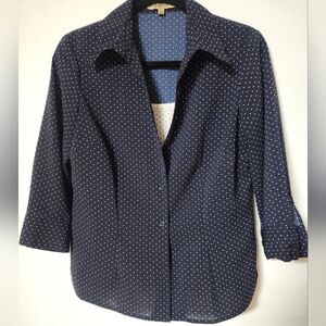 Notations Midnight Blue Top with White Dots Size Snall